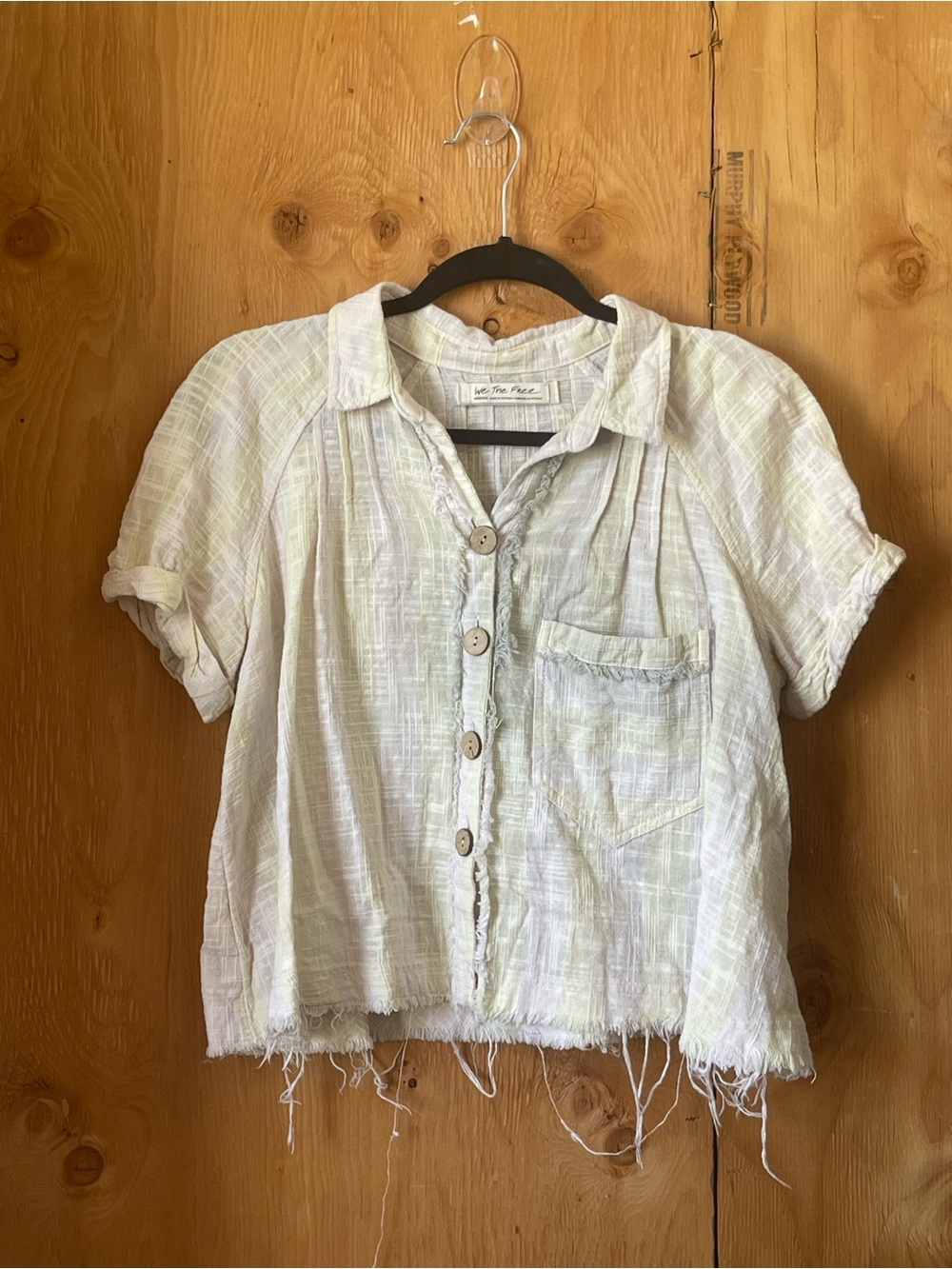 We The Free Button-Front Crop Shirt